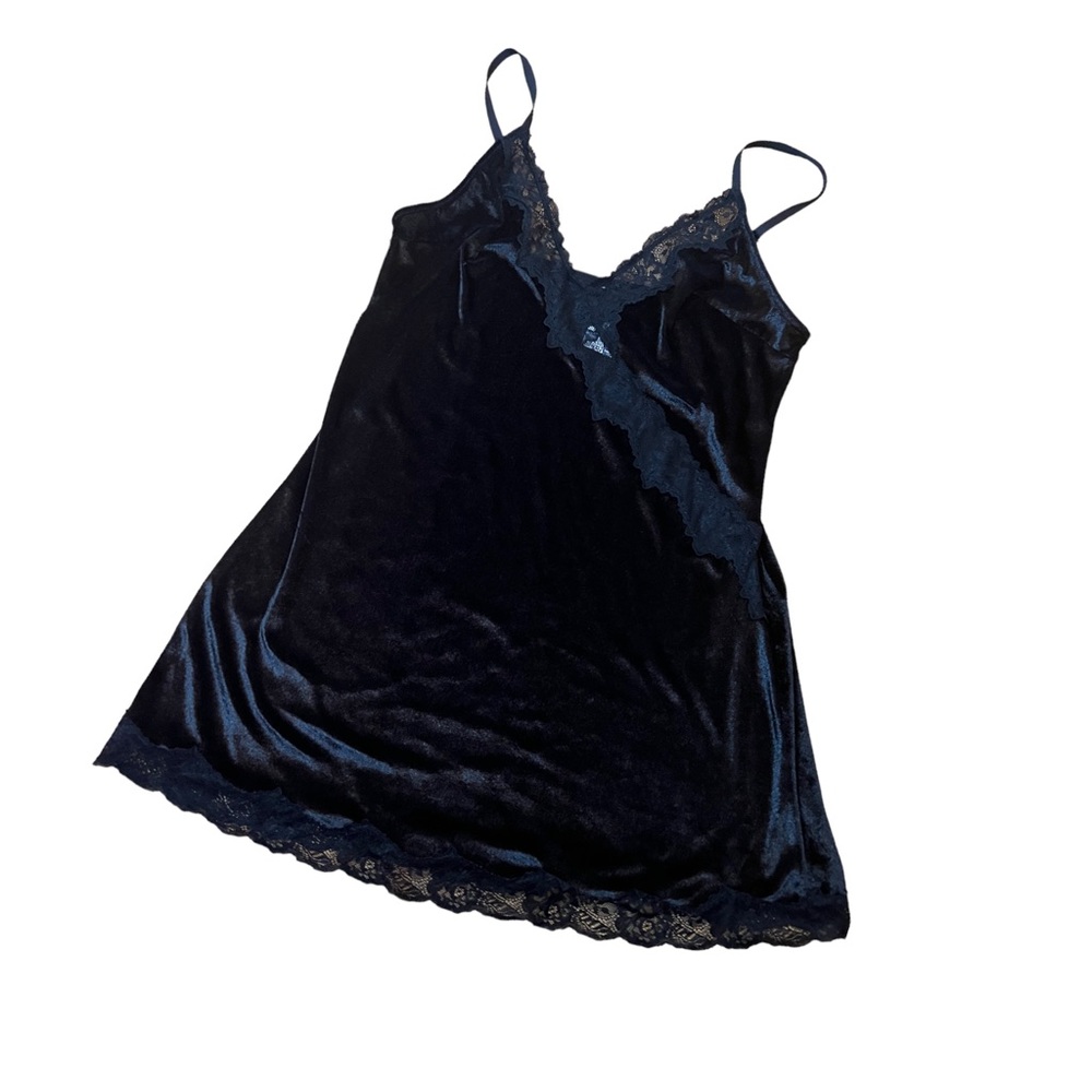SOLD-Black velvet & lace slip dress